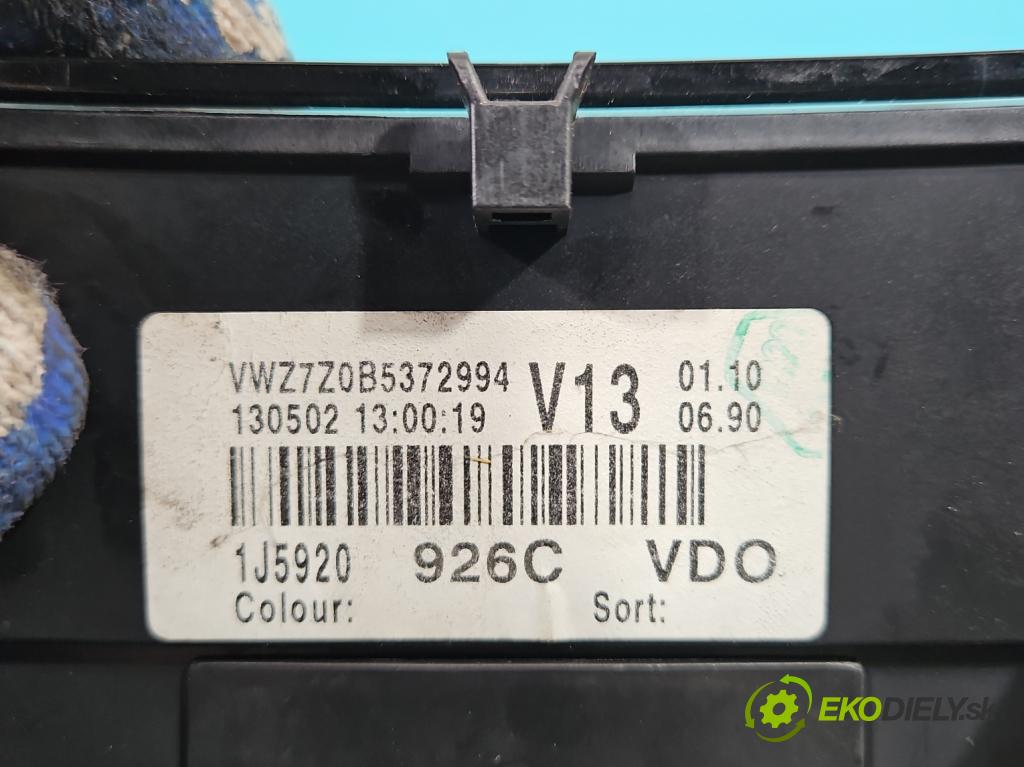 Vw Bora 1.9 tdi 131 HP manual 96 kW 1896 cm3 4- prístrojovka/ budíky 1J5920926C (Prístrojové dosky, displeje)