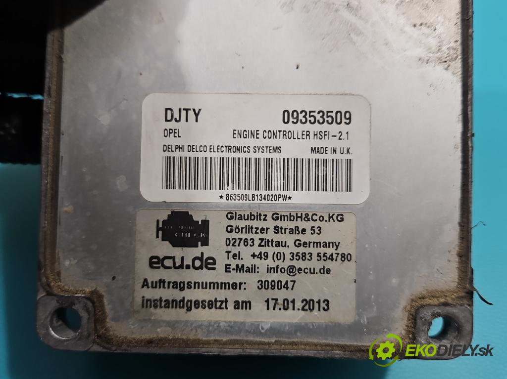 Opel Astra II 1998-2009 1.6 8V 84KM manual 62 kW 1598 cm3 5- řídící jednotka motoru 09353509