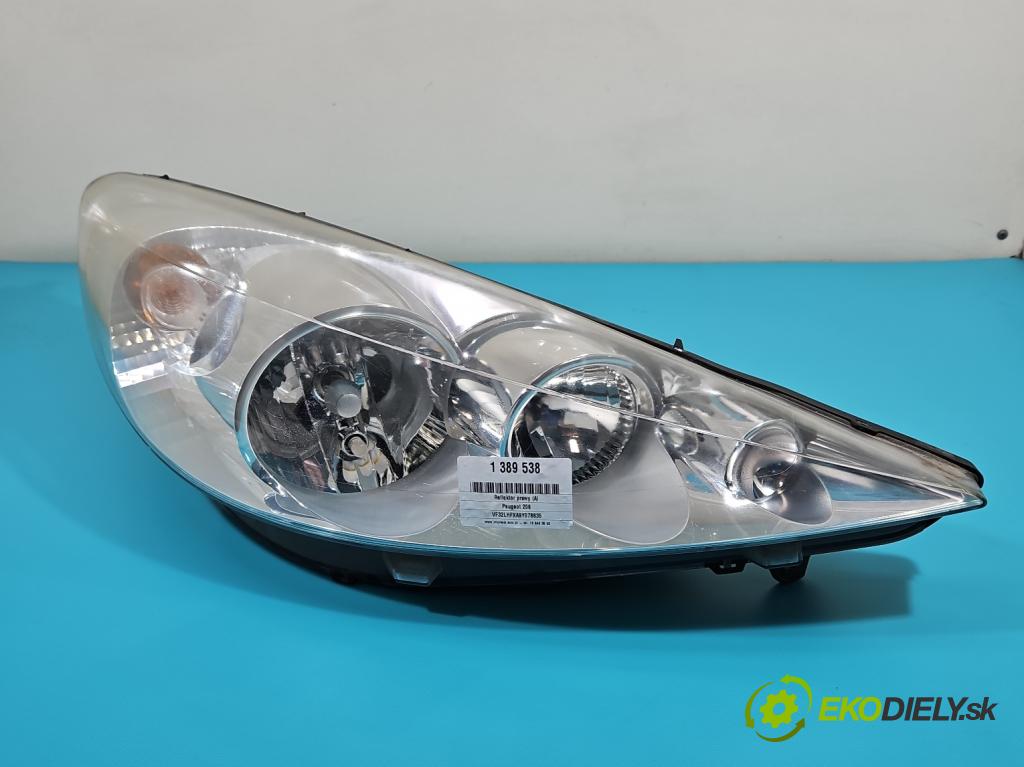 Peugeot 206 1.1 60 HP manual 44 kW 1124 cm3 3- Reflektor: pravý 9686606280 (Pravé)