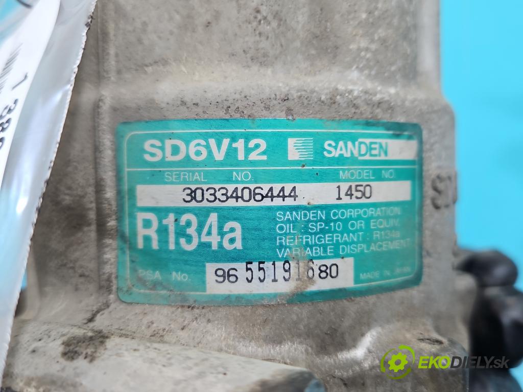 Citroen C3 I 2002-2009 1.4 hdi 90 hp manual 66 kW 1398 cm3 5- Kompresor: klíma 9655191680 (Kompresory)