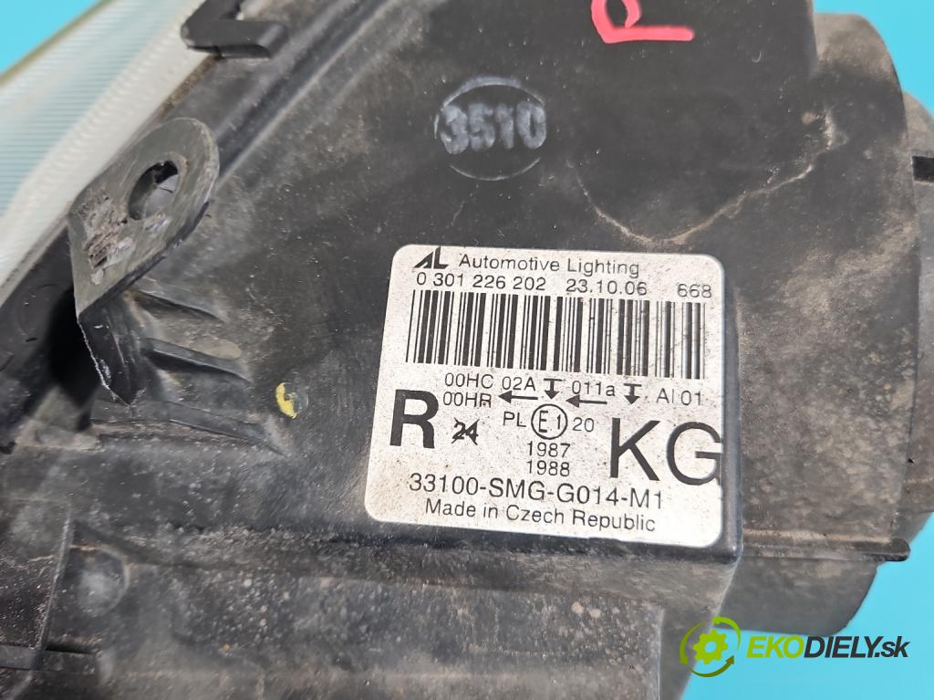 Honda Civic VIII 2006-2011 2.2 140 HP manual 103 kW 2204 cm3 5- Reflektor: pravý 0301226202 (Pravé)