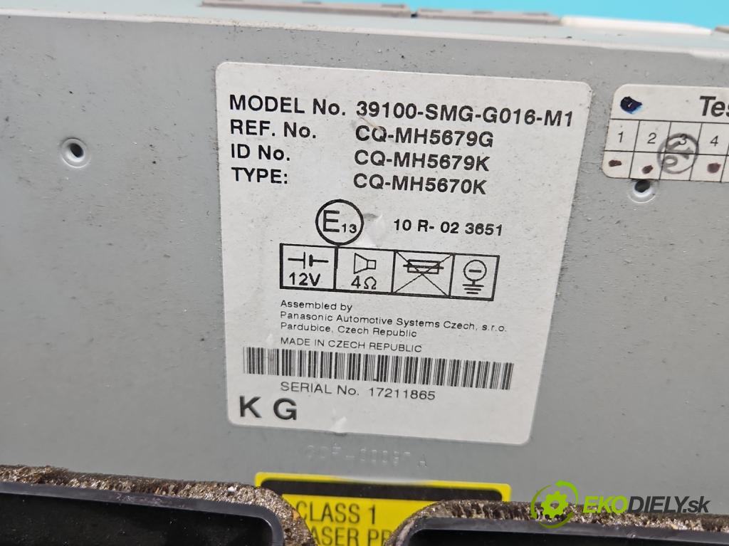 Honda Civic VIII 2006-2011 2.2 140 HP manual 103 kW 2204 cm3 5- Radio originál 39100-SMG-G016-M1