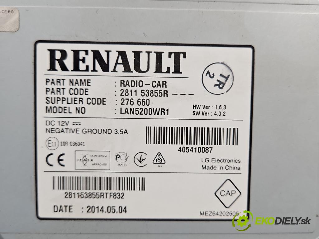 Dacia Duster I 2010-2018 1.6 16v 105 HP manual 77 kW 1598 cm3 5- Radio originál 281153855R