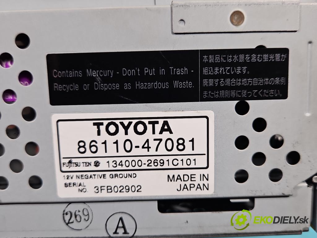 Toyota Prius II XW20 2003-2009 1.5 77 HP automatic 57 kW 1497 cm3 5- Zobrazit: 86110-47081 (Prístrojové dosky, displeje)
