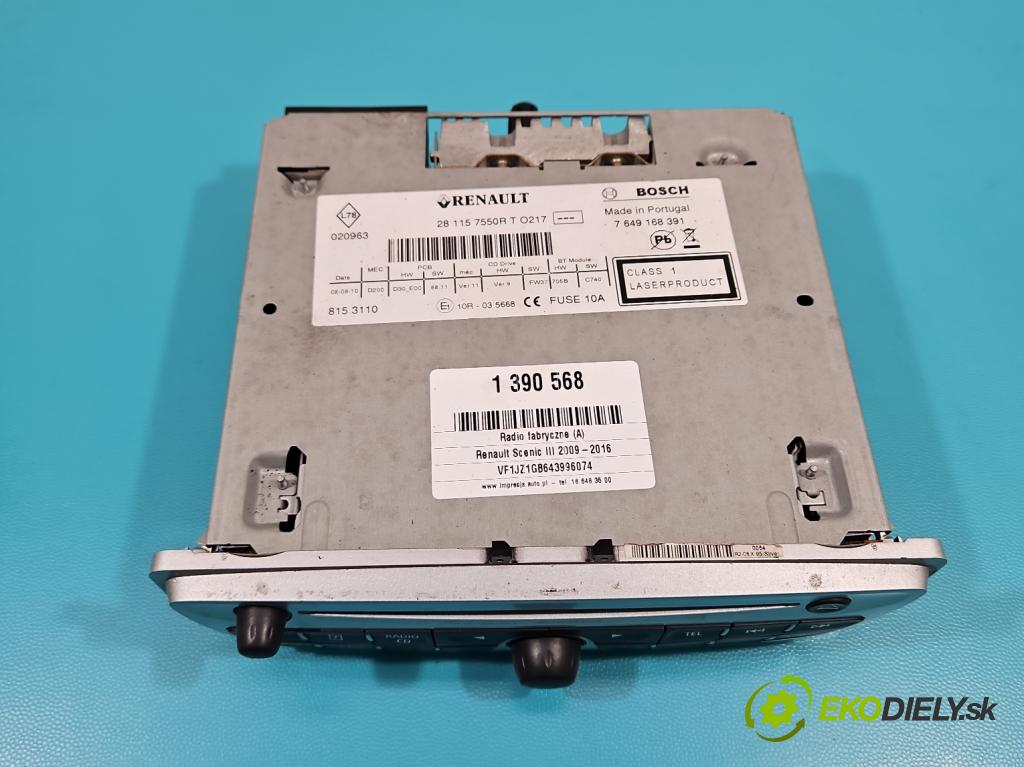 Renault Scenic III 2009-2016 1.5 dci 110 HP manual 81 kW 1461 cm3 5- Radio originál 281157550R