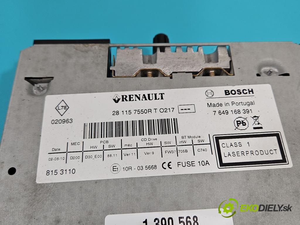 Renault Scenic III 2009-2016 1.5 dci 110 HP manual 81 kW 1461 cm3 5- Radio originál 281157550R