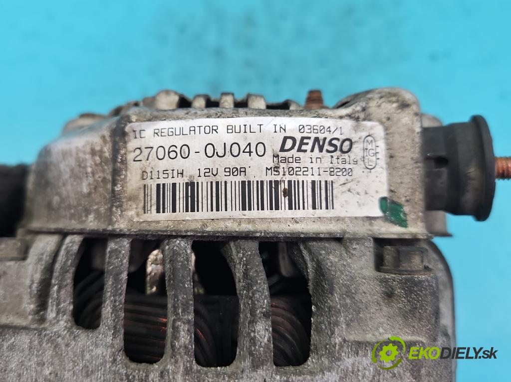 Toyota Yaris I 1999-2005 1.0 vvti 68 HP manual 50 kW 998 cm3 3- Alternator 27060-0J040 (Alternátory)
