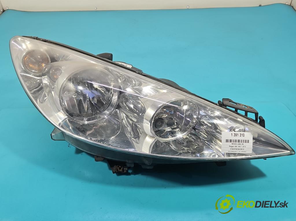 Peugeot 308 I 2007-2013 1.6 16V 120 HP manual 88 kW 1598 cm3 5- Reflektor: pravý 9656162480 (Pravé)