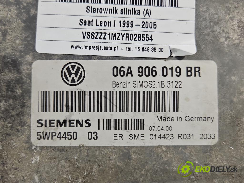 Seat Leon I 1999-2005 1.6 SR 101 hp manual 74 kW 1595 cm3 5- řídící jednotka motoru 06A906019BR