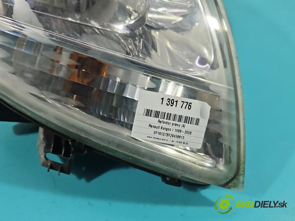 Renault Kangoo I 1998-2008 1.5 dci 65 HP manual 48 kW 1461 cm3 5- Reflektor: pravý 8200236591 (Pravé)