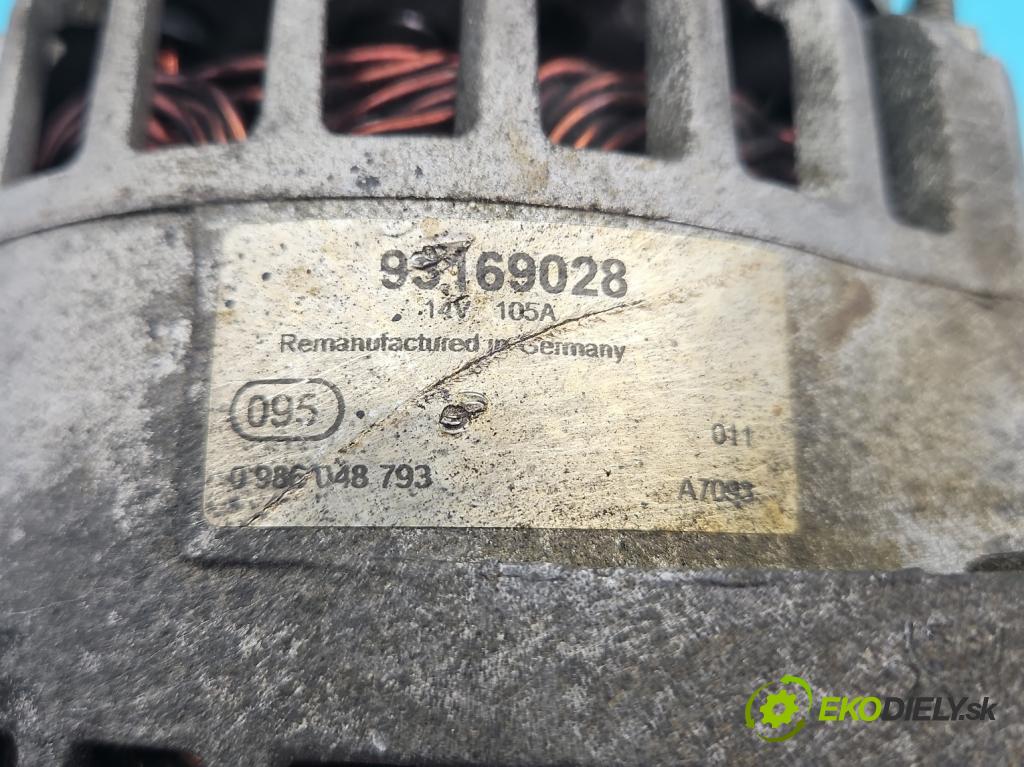 Opel Zafira B 2005-2014 1.9 cdti 120 HP manual 88 kW 1910 cm3 5- Alternator 93169028 (Alternátory)
