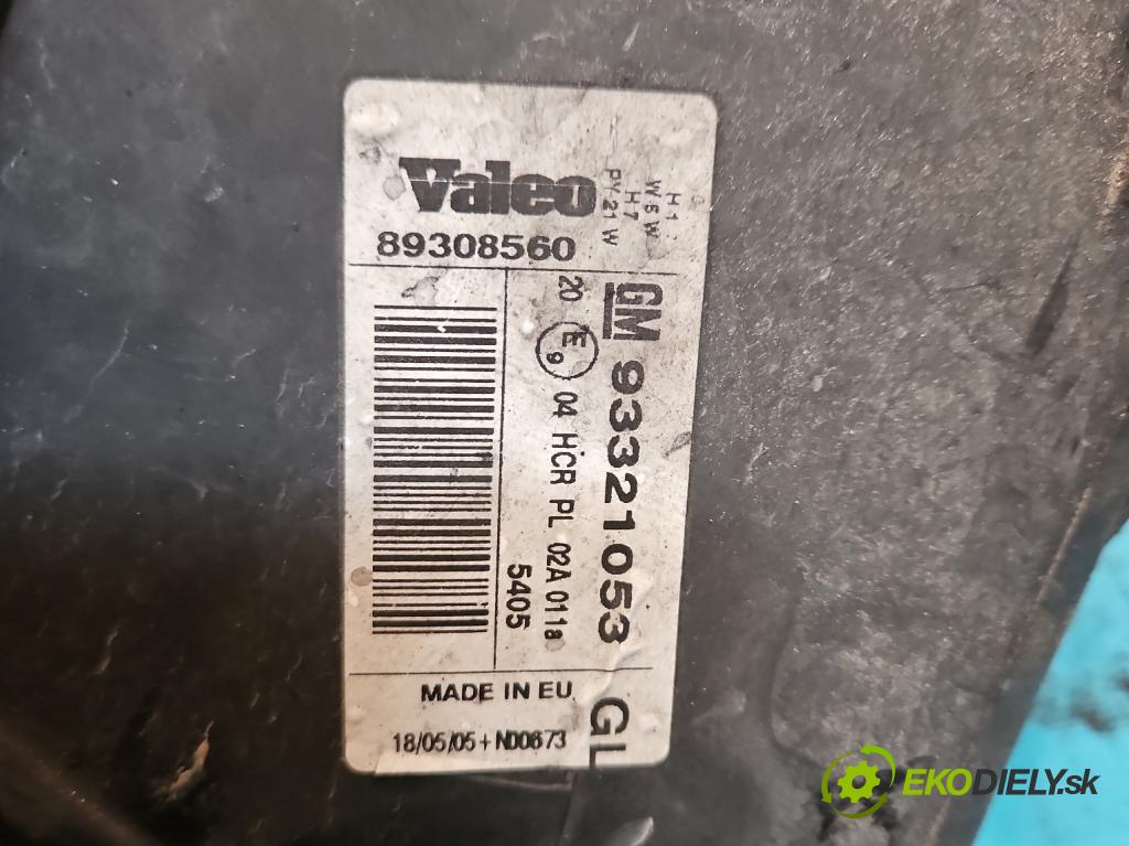 Opel Meriva A 2002-2010 1,3.0 cdti 69KM manual 51 kW 1248 cm3 5- Reflektor: pravý 89308560 (Pravé)