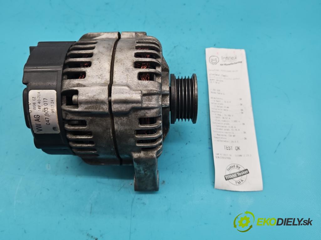 Skoda Fabia I 1999-2007 1.4 mpi 68 HP manual 50 kW 1397 cm3 5- Alternator 047903017 (Alternátory)