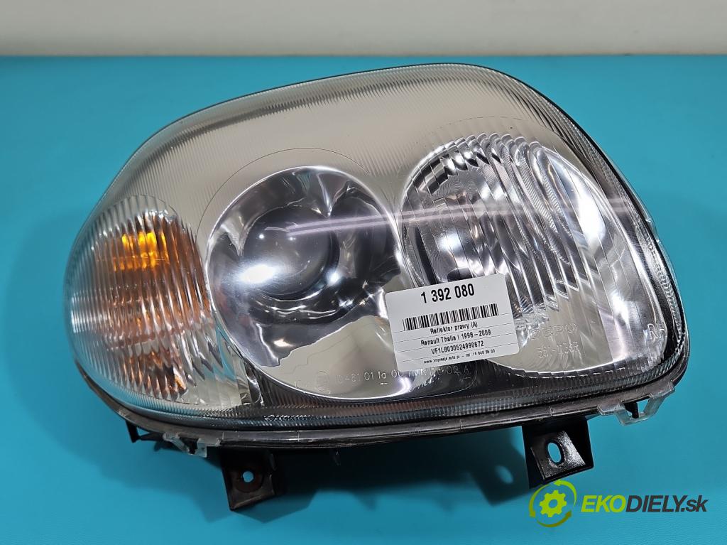 Renault Thalia I 1998-2009 1.4 8V 75 HP manual 55 kW 1390 cm3 4- Reflektor: pravý  (Pravé)