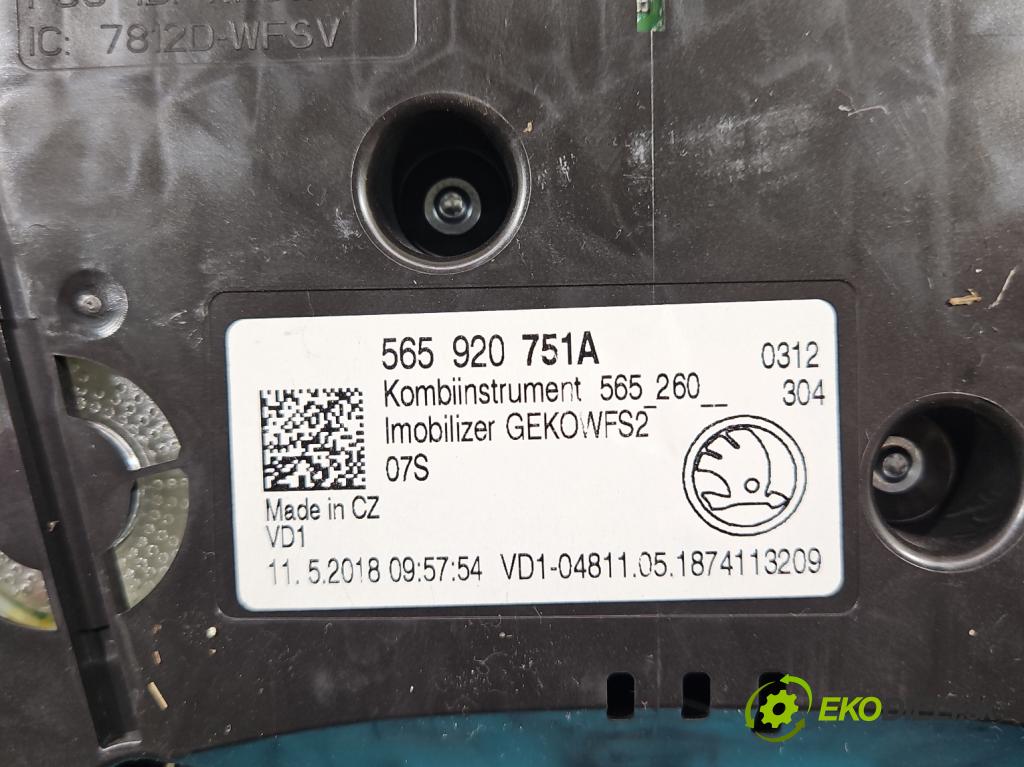 Skoda Karoq 2017- 2.0 tdi 150 hp automatic 110 kW 1968 cm3 5- Přístrojová deska 565920751A (Přístrojové desky, displeje)