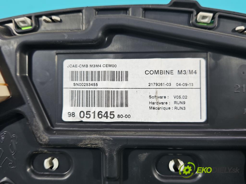 Peugeot 301 1.6 16V 116 HP manual 85 kW 1587 cm3 4- prístrojovka/ budíky 9805164580 (Prístrojové dosky, displeje)