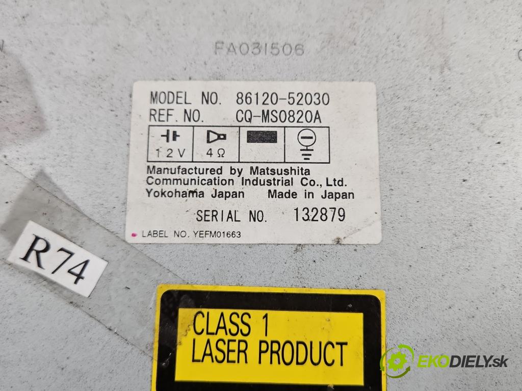 Toyota Yaris I 1999-2005 1.3 vvti 87 HP manual 64 kW 1298 cm3 5- Radio originál 86120-52030