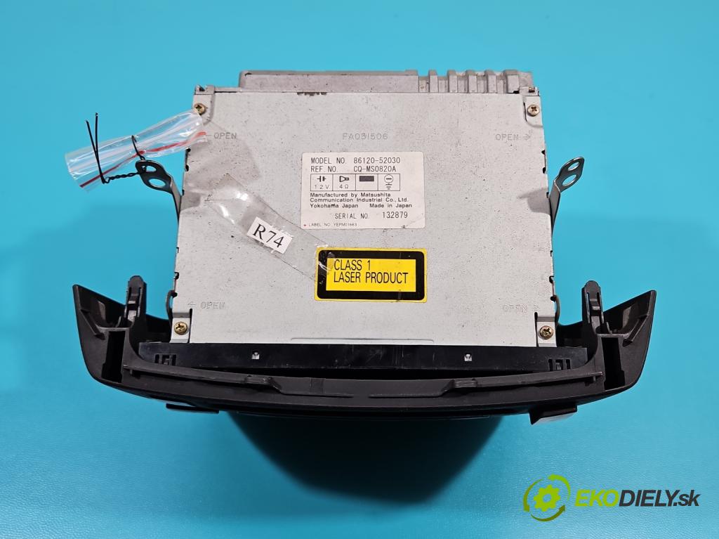 Toyota Yaris I 1999-2005 1.3 vvti 87 HP manual 64 kW 1298 cm3 5- Radio originál 86120-52030
