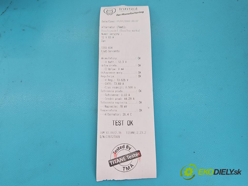 Fiat Seicento 1.1 54 HP manual 40 kW 1108 cm3 3- Alternator  (Alternátory)