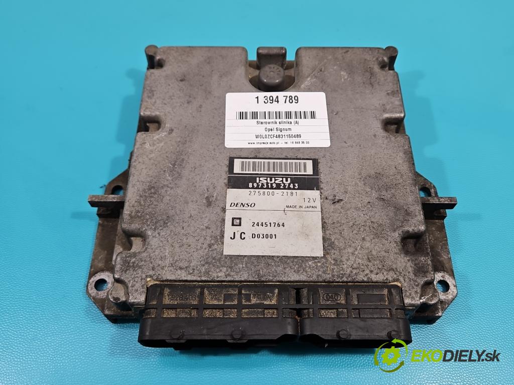 Opel Signum 3.0 ctdi: 177 hp manual 130 kW 2959 cm3 5- řídící jednotka motoru 897319-2743
