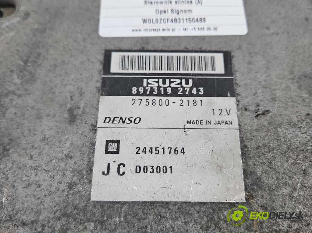 Opel Signum 3.0 ctdi: 177 hp manual 130 kW 2959 cm3 5- řídící jednotka motoru 897319-2743