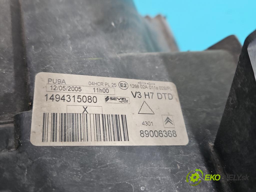 Citroen C8 2002-2014 2.0 16V 140 HP automatic 103 kW 1997 cm3 5- Reflektor: pravý 89006368 (Pravé)