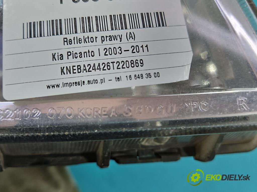 Kia Picanto I 2003-2011 1.0 61 HP manual 44,5 kW 999 cm3 5- Reflektor: pravý  (Pravé)