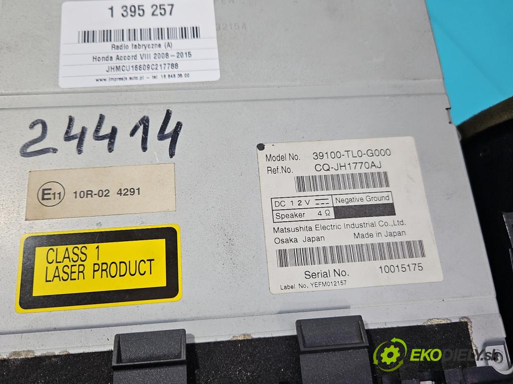 Honda Accord VIII 2008-2015 2.0 VTEC 156 HP automatic 115 kW 1997 cm3 4- Radio originál 39100-TL0-G000