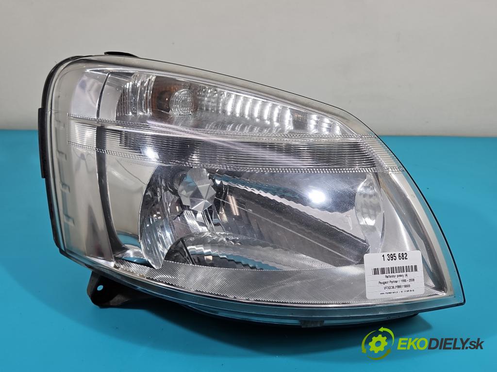 Peugeot Partner I 1996-2008 1.9d 69KM manual 51 kW 1868 cm3 5- Reflektor: pravý 9644150880 (Pravé)