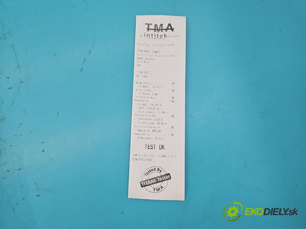 Vw Lupo 1.7 sdi 60 HP manual 44 kW 1716 cm3 3- Alternator  (Alternátory)