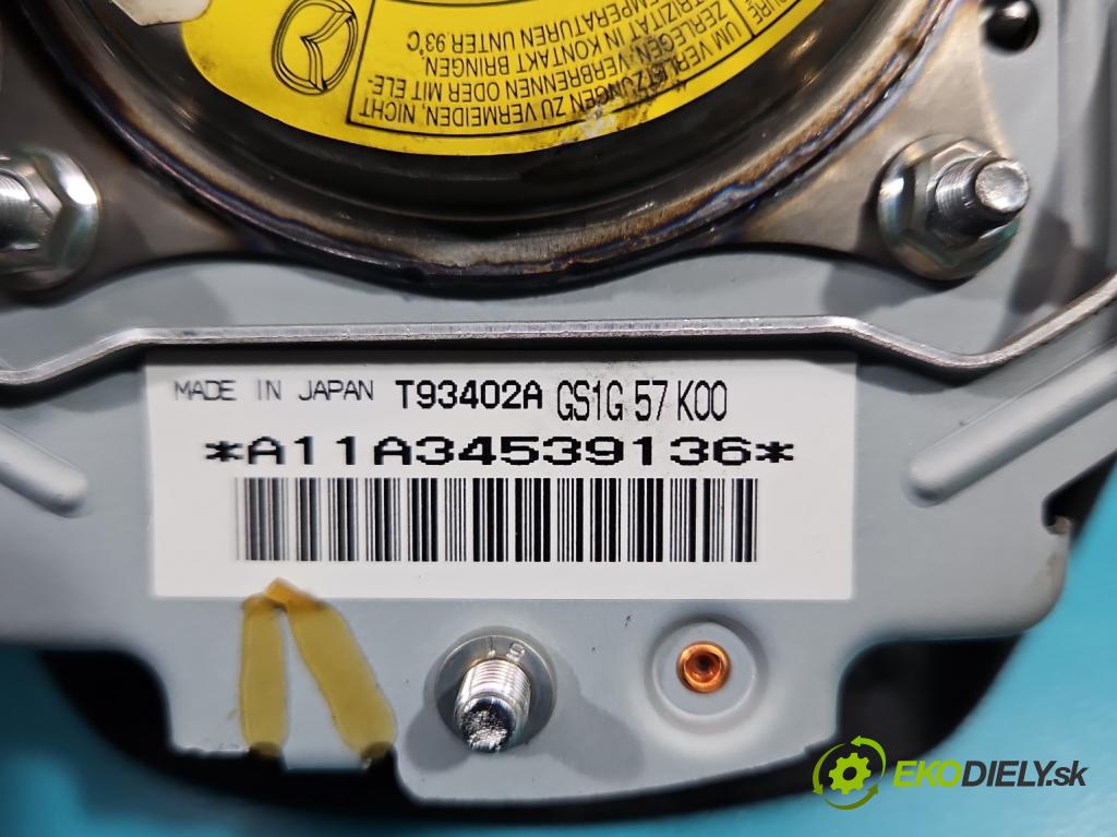 Mazda 6 II GH 2007-2012 2.0 16V 147 HP manual 108 kW 1999 cm3 5- airbag vzduch: Řidiči: T93402A (Airbagy)