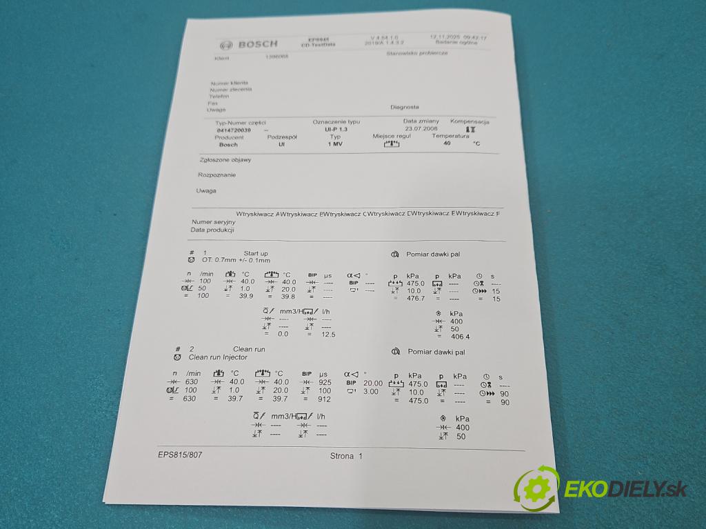 Vw Golf IV 1997-2003 1.9 tdi 131 HP manual 96 kW 1896 cm3 5- vstrekovacie čerpadlo 0414720039 (Vstrekovač paliva)