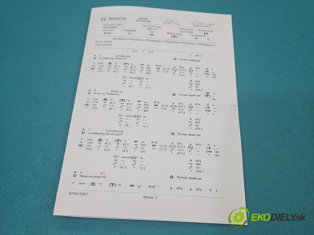 Vw Golf IV 1997-2003 1.9 tdi 131 HP manual 96 kW 1896 cm3 5- vstrekovacie čerpadlo 0414720039 (Vstrekovač paliva)