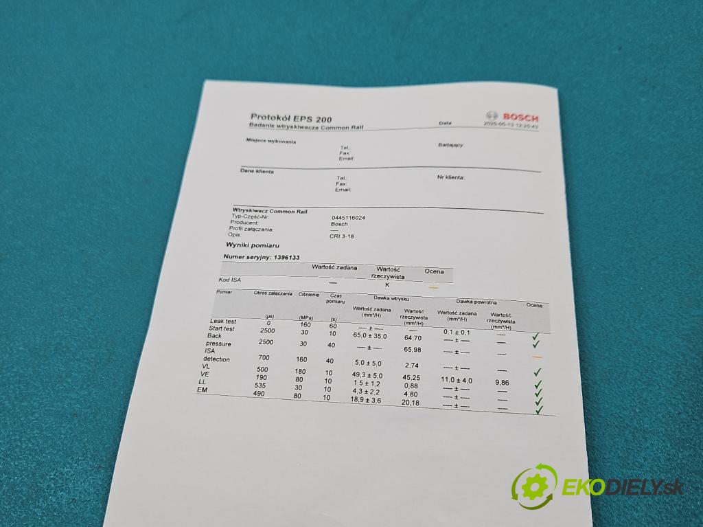 Bmw X3 E83 2003-2010 2.0d 177 hp automatic 130 kW 1995 cm3 5- vstřikovač 0445116024 (Vstřikovače)