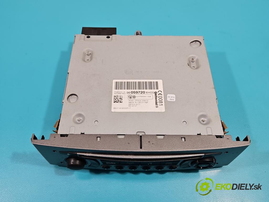 Peugeot 308 I 2007-2013 1.6 hdi 114 HP manual 84 kW 1560 cm3 5- Radio originál 98059720XH
