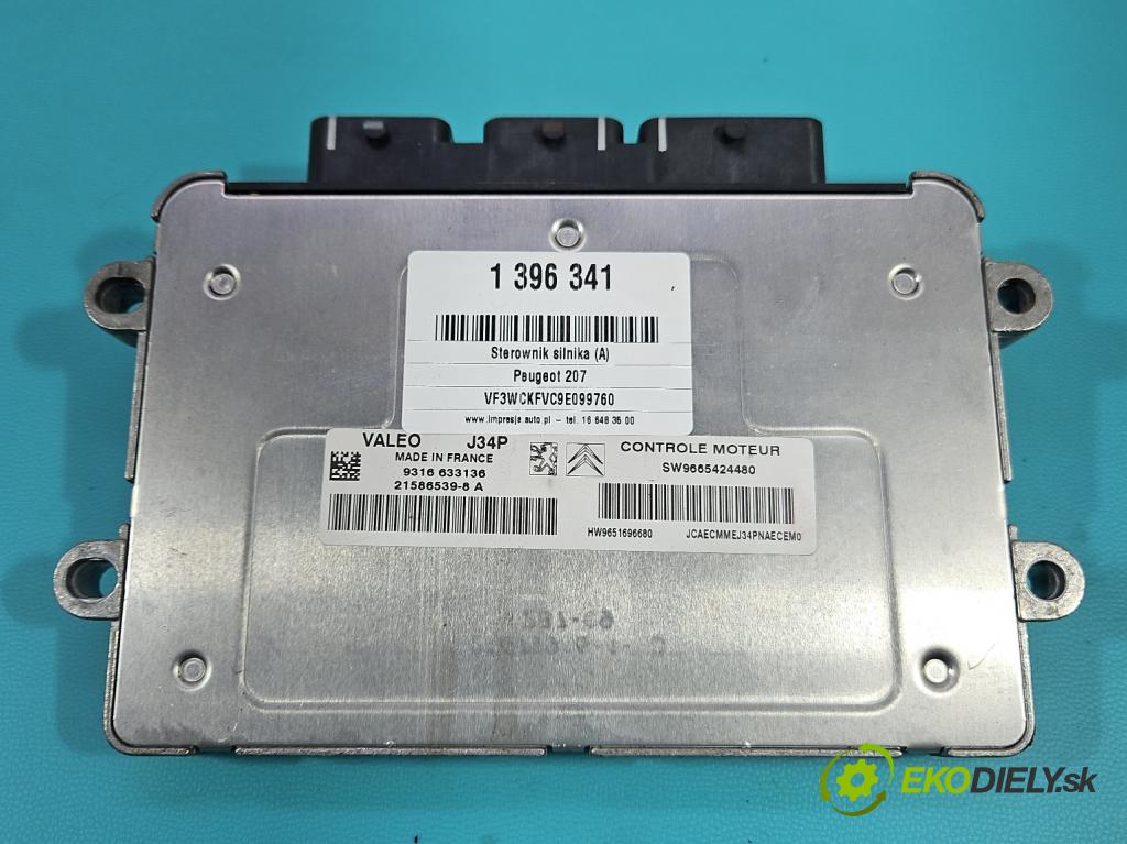 Peugeot 207 1.4 8V 73 HP manual 54 kW 1360 cm3 5- riadiaca jednotka motora 9665424480