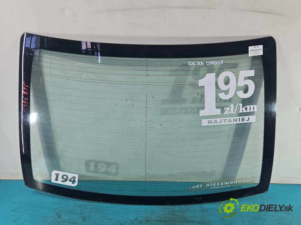 Toyota Corolla E16/E18  2013-2019 1.6 16V 132 hp manual 97 kW 1598 cm3 4- sklo zadní  (Okna zadní)