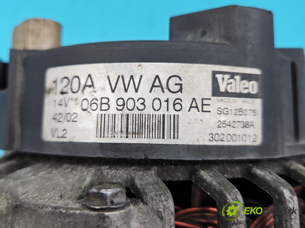 Audi A4 B6 2000-2004 1.6 103 HP manual 76 kW 1595 cm3 4- Alternator 06B903016AE (Alternátory)