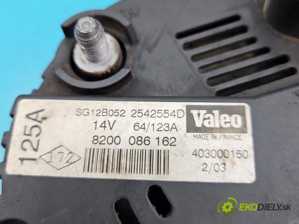 Nissan Primera P12 2001-2007 1.9 dci 120 HP manual 88 kW 1870 cm3 4- Alternator 8200086162 (Alternátory)
