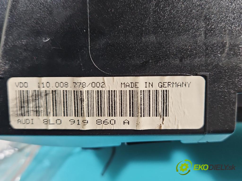 Audi A3 8L 1996-2003 1.6 SR 101 HP manual 74 kW 1595 cm3 3- prístrojovka/ budíky 8L0919860A (Prístrojové dosky, displeje)