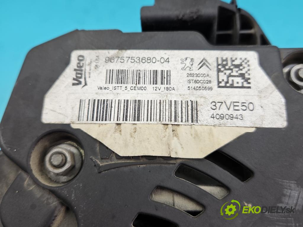 Peugeot 308 I 2007-2013 1.6 hdi 114 HP manual 84 kW 1560 cm3 5- Alternator 9675753680-04 (Alternátory)