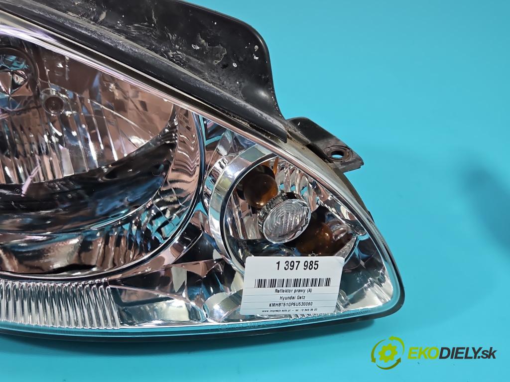 Hyundai Getz 1.1 12V 67KM manual 49 kW 1086 cm3 5- Reflektor: pravý  (Pravé)