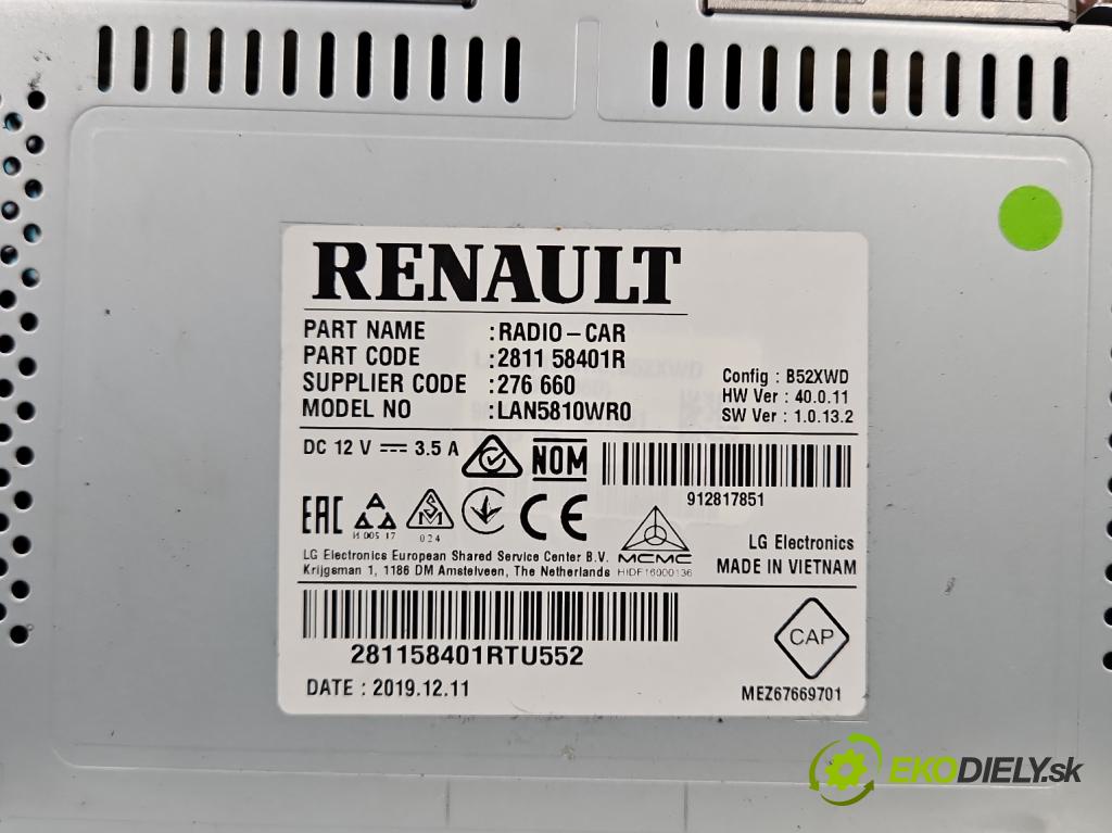 Renault Clio IV 2012-2020 0.9 T 90 HP manual 66 kW 898 cm3 5- Radio originál 281158401R