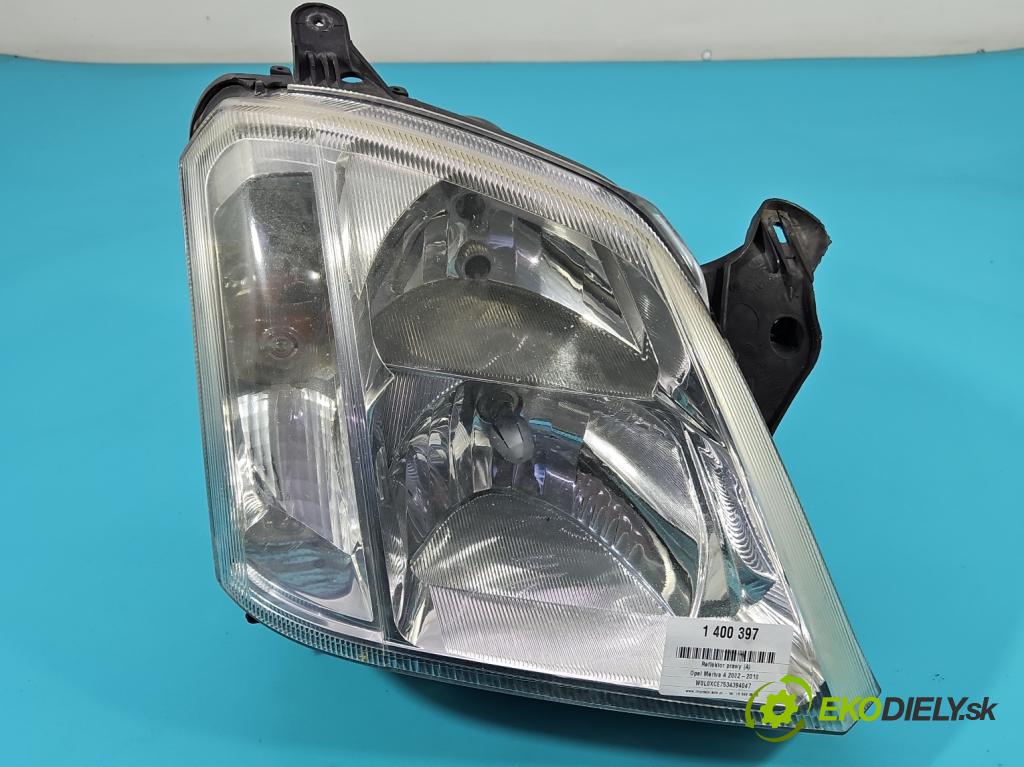 Opel Meriva A 2002-2010 1.6 16V 101 HP manual 74 kW 1598 cm3 5- Reflektor: pravý 93321053 (Pravé)
