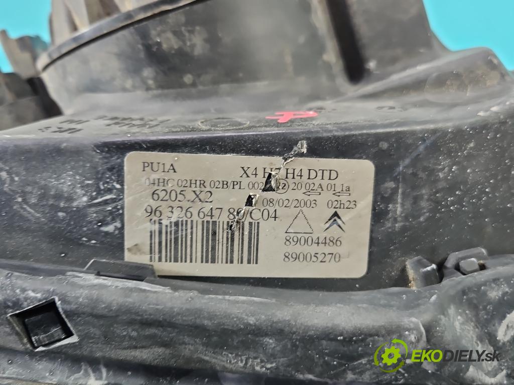 Citroen C5 I 2001-2008 1,8.0 16V 116 HP manual 85 kW 1749 cm3 5- Reflektor: pravý 9632664780 (Pravé)