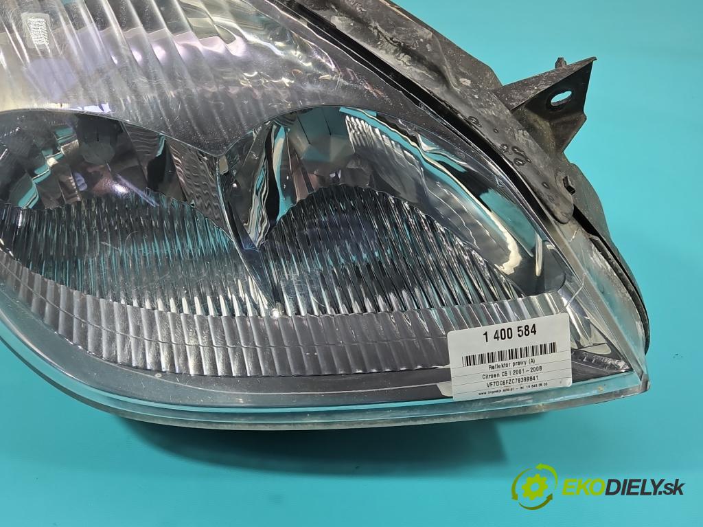 Citroen C5 I 2001-2008 1,8.0 16V 116 HP manual 85 kW 1749 cm3 5- Reflektor: pravý 9632664780 (Pravé)