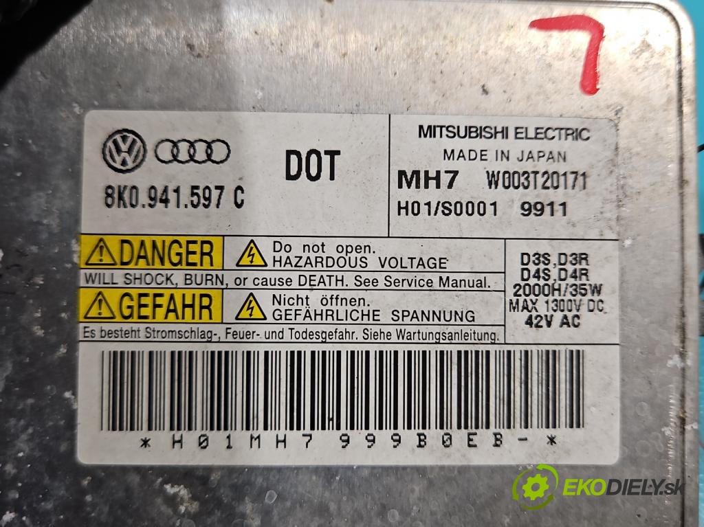 Audi Q5 2008-2016 2.0 TFSI 211KM manual 155 kW 1984 cm3 5- střídač: xenon 8K0941597C (Riadiaca jednotka xenónu)
