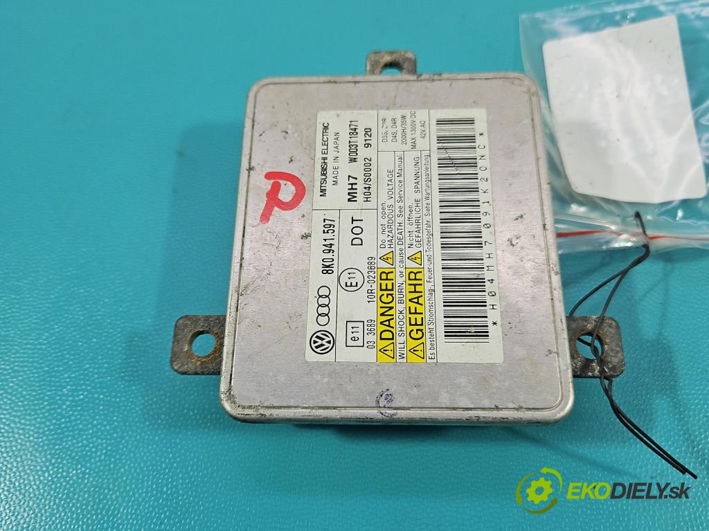 Audi A4 B8 2007-2015 1.8 TFSI 120 HP manual 88 kW 1798 cm3 5- střídač: xenon 8K0941597 (Riadiaca jednotka xenónu)