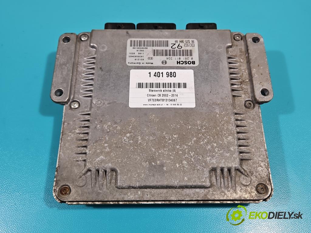 Citroen C8 2002-2014 2.0 hdi 110 HP manual 81 kW 1997 cm3 5- riadiaca jednotka motora 0281001334