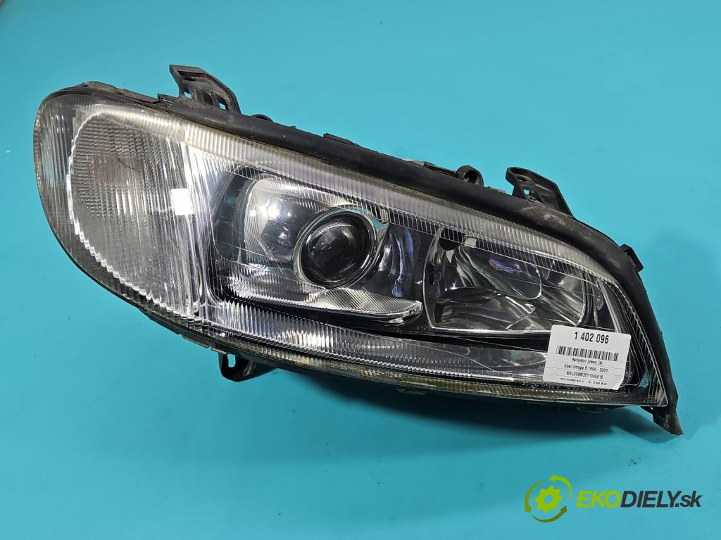 Opel Omega B 1994-2003 2.2 16V 144 HP manual 106 kW 2198 cm3 5- Reflektor: pravý  (Pravé)